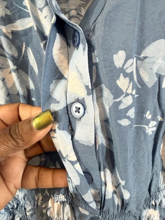 Torrid Blue Floral Maxi Dress 2X Tiered Pockets Modest Casual Cottage Western - Picture 7 of 12